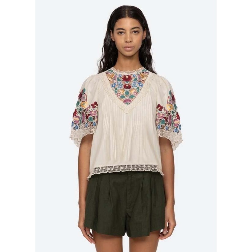 Sea NY Katharine Embroidery Top L